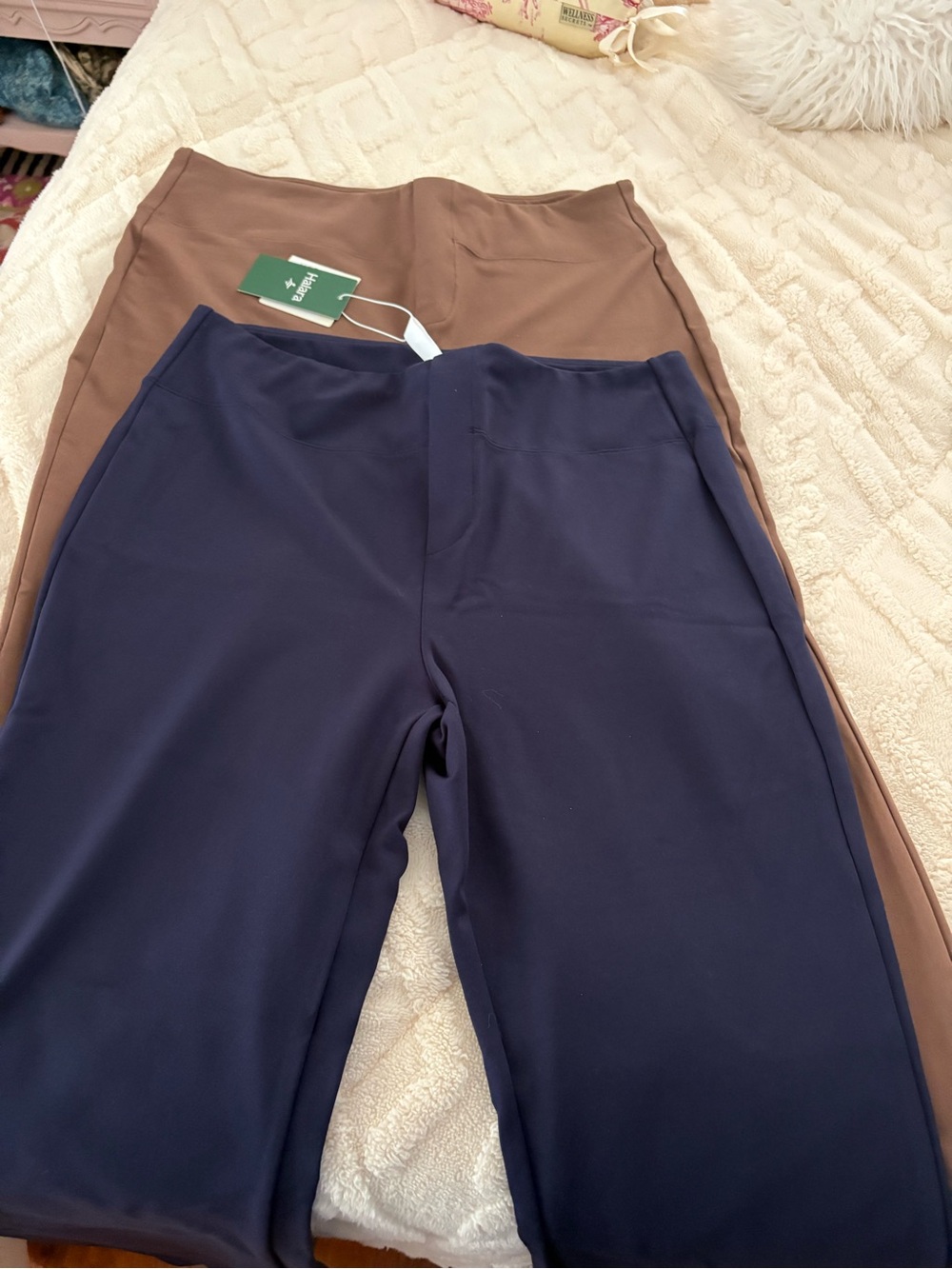 HALARA Boot Cut Pull-On Pants in Navy and Brown